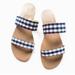 J. Crew Shoes | J. Crew Blue And White Checkered 2strap Slides | Color: Blue/White | Size: 9