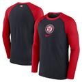 Men's Nike Navy Washington Nationals Authentic Collection Game Raglan Performance Long Sleeve T-Shirt