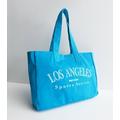 Public Desire Blue Los Angeles Logo Canvas Tote Bag New Look