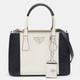 Prada Black/White Saffiano Leather Small Double Zip Tote, Black