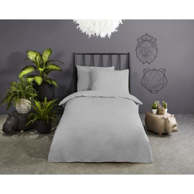 Babybettwäsche GOOD MORNING "Hip Uni", grau, B/L: 100cm x 135cm, , Renforcé, B/L: 60cm x 40cm, Renforcu00e9, Obermaterial: 100% Baumwolle, Bettwäsche, Baumwolle, Renforcé, 100x135, Baby, Unifarben Meerblau, Reißverschluss