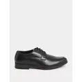 M&S Mens Wide Fit Leather Derby Shoes - 6 - Black, Black