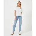 French Connection Womens Crepe Round Neck Puff Sleeve Top - XS - Soft White, Soft White