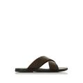 Dune London Mens Leather Slip-On Sandals - 6 - Brown, Brown