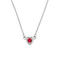 0.25ct Red CZ Heart Necklace in Sterling Silver