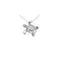 0.02ct Diamond Hawaiian Lucky Honu Turtle Hidden Bail Charm Necklace in 9ct White Gold