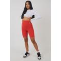 High Waisted Jersey Cycling Shorts Red UK 8