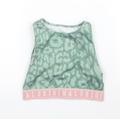 Very Girls Green Animal Print Polyester Cropped Tank Size 10 Years Round Neck - Leopard print, Sports bra