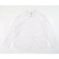F&F Mens White Polyester Dress Shirt Size 17.5 Collared Button