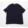 Marks & Spencer Womens Size 16 Striped Wool Blend Blue T-Shirt (Regular)