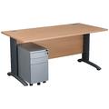 Home Office Desks - Karbon K5 IT Desks 1400W With Silver 3 Drawer Slimline Mobile Metal Pedestal in Beech with White frame - Delivery