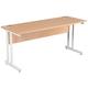 Home Office Furniture - Karbon K3 Compact Rectangular Desk 1800W in Beech with White Twin Cantilever Legs - Delivery