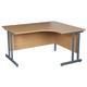 Office Desks - Karbon K3 Ergonomic Deluxe Cantilever Desk 1800W with right hand desk return in Oak with Silver cantilever legs - Delivery