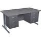 Office Desks - Karbon K3 Rectangular Deluxe Cantilever Desk With Double Fixed Pedestals 1600W with Double 3 Drawer Pedestal in Grey with Grap