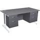Office Desks - Karbon K3 Rectangular Deluxe Cantilever Desk With Double Fixed Pedestals 1800W with Double 2 Drawer Pedestal in Grey with Whit
