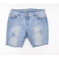C&A Womens Blue Denim Cut-Off Shorts Size 36 in - Distressed