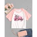Women T-shirts That Baby Graphic Baseball Tee S Light pink