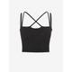 Women Tank Tops Ribbed Criss Cross Strappy Cami Top S Black