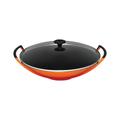 Le Creuset Cast Iron Wok with Glass Lid Volcanic