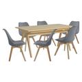 Habitat Jerry Wood Effect Dining Table & 6 Grey Chairs
