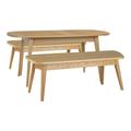 Habitat Etta Wood Veneer Dining Table & 2 Oak Benches