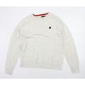 Bench Mens Ivory Crew Neck Cotton Pullover Jumper Size XL