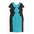 Miss Selfridge Womens Blue Striped Polyester Wrap Dress Size 16 Round Neck Zip