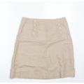 Monsoon Womens Beige Linen Straight & Pencil Skirt Size 10 Zip