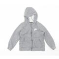 Nike Boys Grey Cotton Full Zip Hoodie Size S