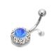Surgical Steel Blue And Clear Crystal Belly Bar - 12mm - J3516