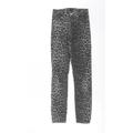 Zara Womens Grey Animal Print Denim Skinny Jeans Size 8 L28 in