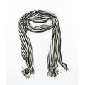 Preworn Womens Black Striped Acrylic Scarf