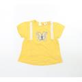 M&Co Girls Yellow Basic T-Shirt Size 12-18 Months - Butterfly