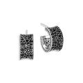 John Hardy Sterling Silver Classic Chain Extra Small Hoop Earrings with Treated Black Sapphire & Black Spinel