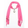 Preworn Womens Pink Scarf - Beaded Pendant