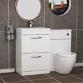 1100mm Gloss White 2 Drawer Furniture Pack with Mid Edge Basin & Abacus Back to Wall Toilet