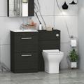 Turin 1000mm Hale Black 2-Drawers Minimalist Basin with Qubix Back to Wall Toilet Pack