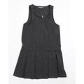 NEXT Girls Grey Polyester Pinafore/Dungaree Dress Size 6 Years Round Neck - school dress