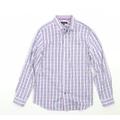 Jeff Banks Mens Pink Plaid Cotton Dress Shirt Size M Collared Button