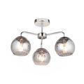 Dimple Multi Arm Glass Semi Flush Ceiling Lamp, Chrome Plate, Smoked Mirror Glass