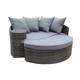Charles Bentley Rattan Curved Sofa and Footstool Day Bed, Grey