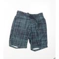 Easy Mens Blue Check Polyester Bermuda Shorts Size S L7 in Regular Drawstring - Swim Shorts