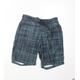 Easy Mens Blue Check Polyester Bermuda Shorts Size S L7 in Regular Drawstring - Swim Shorts