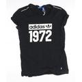 adidas Womens Black Cotton Basic T-Shirt Size 8 Round Neck