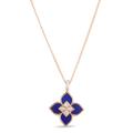 Roberto Coin Venetian Princess 18ct Rose Gold Diamond Lapis Lazuli Pendant Necklace