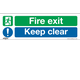 Sealey Self Adhesive Vinyl Fire Exit Keep Clear Large Sign