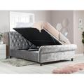 Castello - Super King Size - Side-Opening Ottoman Storage Scroll Sleigh Bed - Grey - Fabric - 6ft - Happy Beds