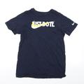 Nike Boys Blue Cotton Basic T-Shirt Size 12-13 Years Crew Neck