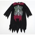 Halloscream Girls Black Jersey A-Line Size 5-6 Years - Skeleton Fancy Dress
