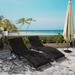 Gotland Patio Lounge Chair 3 Pieces Chaise Lounge Outdoor Folding leisure Lounge Chairs Including Table Rattan Patio Furniture Set Black